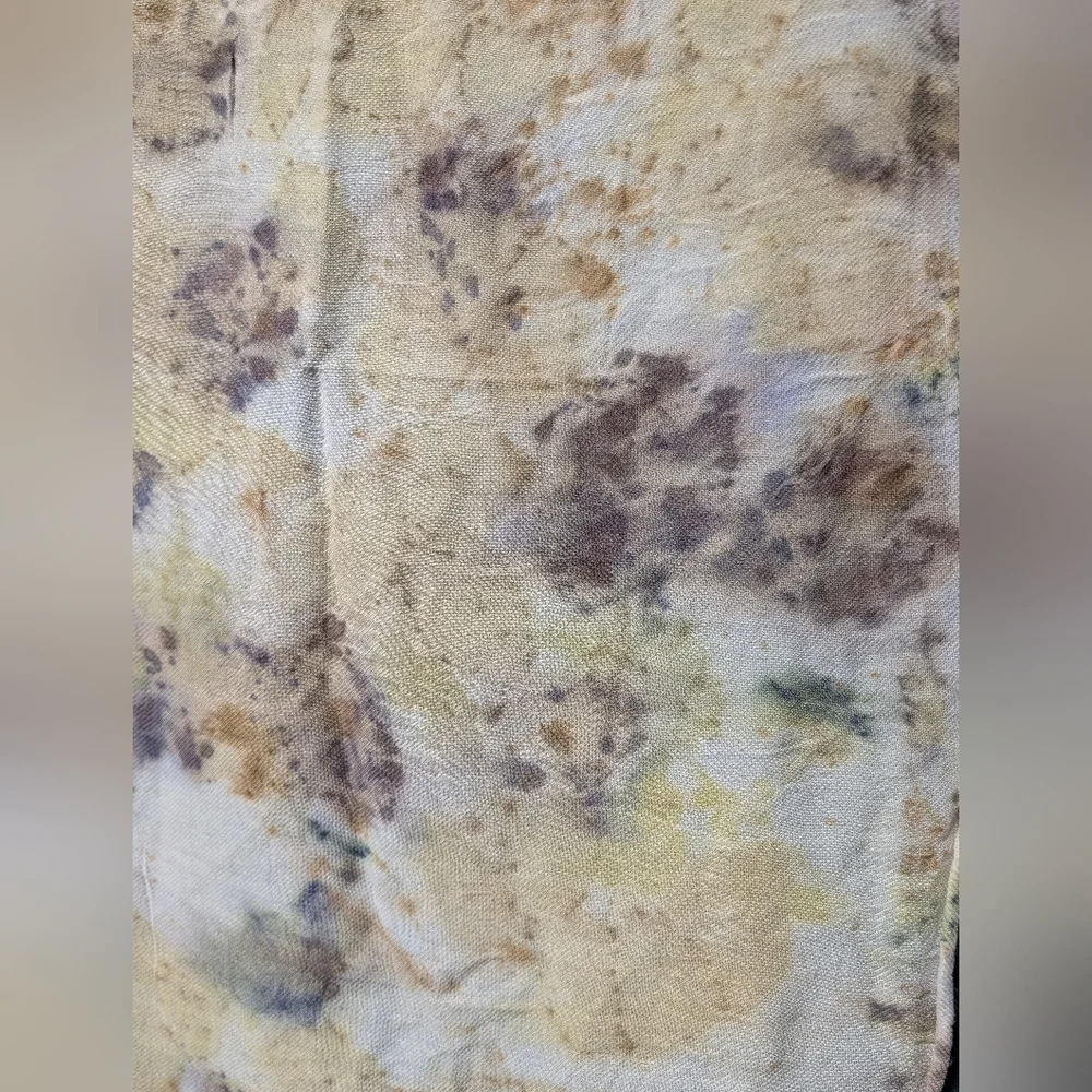 Elegant Eco-Printed Hand Dyed Natural Multicolor Scarf